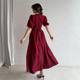 Rochie Sohana cu maneci bufante si cordon