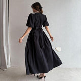 Rochie Sohana cu maneci bufante si cordon