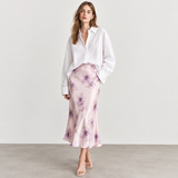 Fusta Sellah din satin cu imprimeu floral multicolor