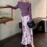 Fusta Sellah din satin cu imprimeu floral multicolor