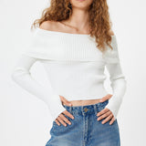 Bluza Unnoa din tricot cu decolteu barcuta cu umeri goi