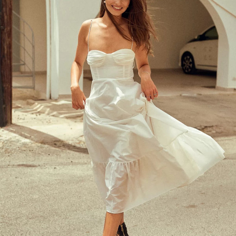 Rochie Hara cu bretele si croi tip corset in talie