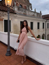 Rochie plisata Oranj, cu decupaje