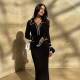 Rochie Gyra din tricot cu decolteu in V si buzunare decorative