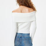 Bluza Unnoa din tricot cu decolteu barcuta cu umeri goi