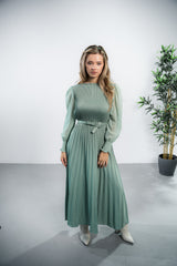 Rochie Orsa verde - cu pliuri  - curea inclusa