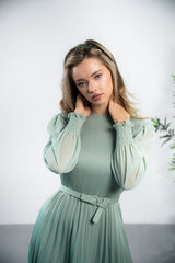 Rochie Orsa verde - cu pliuri  - curea inclusa
