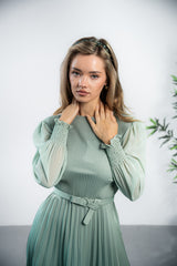 Rochie Orsa verde - cu pliuri  - curea inclusa