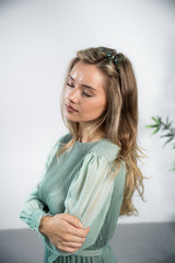 Rochie Orsa verde - cu pliuri  - curea inclusa