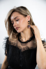 Rochie Arianne roz din tulle cu volanase