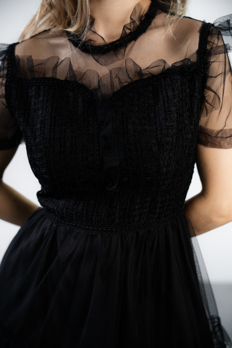 Rochie Arianne verde din tulle cu volanase
