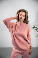 Set Kay crem compus din doua piese din tricot