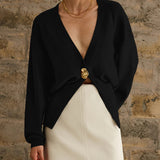 Jerseu Lyriel din tricot cu nasture metalic auriu