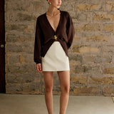 Jerseu Lyriel din tricot cu nasture metalic auriu