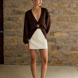 Jerseu Lyriel din tricot cu nasture metalic auriu