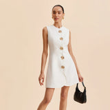 Rochie Katty mini cu nasturi metalici