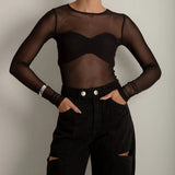 Bluza Calista din tul negru