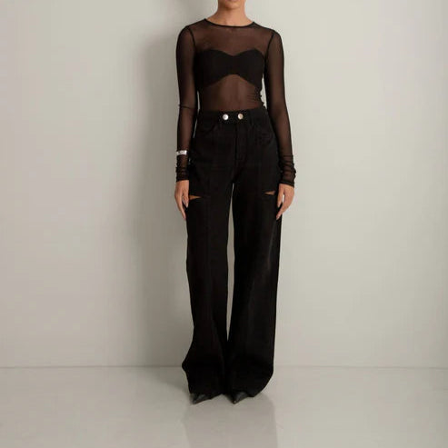 Bluza Calista din tul negru