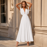 Rochie Sanzy cu decolteu adanc si volanase