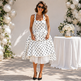 Rochie Dorisia cu bretele si imprimeu buline