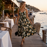 Rochie Monda, imprimeu floral si bretele subtiri