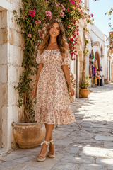 Rochie Unamy cu imprimeu floral si talie elastica