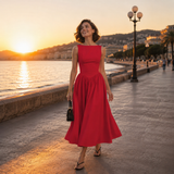 Rochie Aby cu decolteu barcuta si croi in A