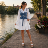 Set Rosaline cu vesta albastru deschis din denim