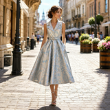 Rochie Essa fara maneci, cu revere si curea cu strassuri