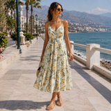 Rochie Monda, imprimeu floral si bretele subtiri