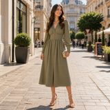 Rochie Aralyn cu nasturi imbracati si talie accentuata