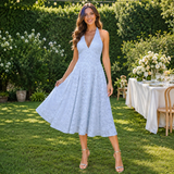 Rochie Azul cu imprimeu si spatele gol