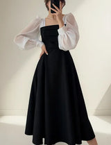 Rochie Aislin cu decolteu patrat si maneci bufante