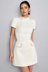 Rochie Fretya din tweed cu perle