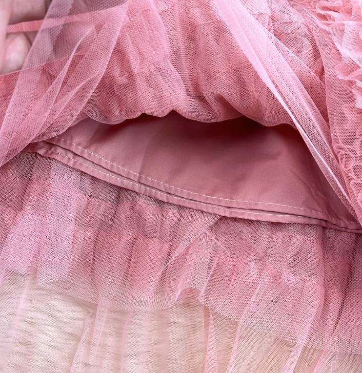 Fusta Volty roz din tulle cu incretituri
