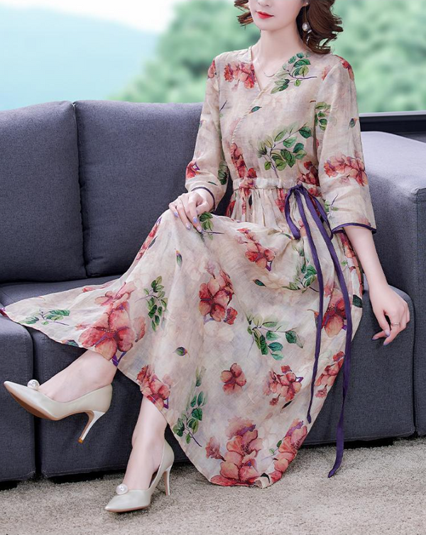 Rochie midi Abrial cu decolteu petrecut