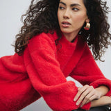 Pulover Benilde rosu pufos