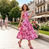 Rochie Ysva cu pliuri si imprimeu floral