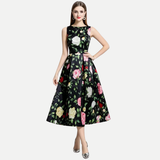 Rochie midi Ivanna cu imprimeu floral, usor evazata