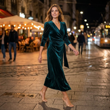 Rochie Aryana cu decolteu petrecut din catifea