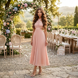 Rochie plisata Oranj, cu decupaje