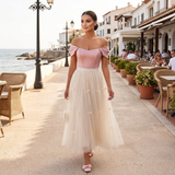 Fusta midi Aramis din tulle cu fundite