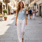 Vesta Venira din tweed cu brosa floare