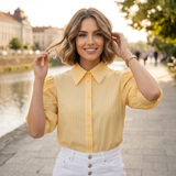 Camasa Yellow in dungi cu maneci bufante 3/4