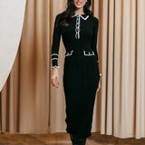 Rochie Gyra din tricot cu decolteu in V si buzunare decorative