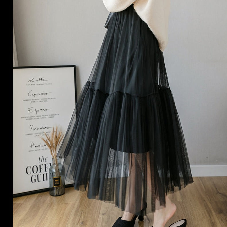 Fusta Zontya neagra din tulle cu banda elastica