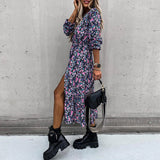 Rochie Naya cu imprimeu floral si nasturi imbracati