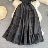 Rochie Abigail neagra cu maneci bufante