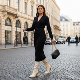 Rochie Yavora din tricot reiat - curea inclusa