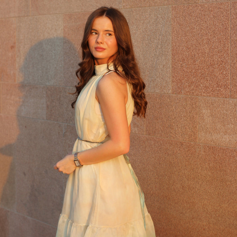 Rochie Barbara in A cu talie evidentiata prin snur